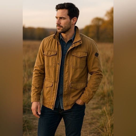 Hollister Other - Hollister Men’s Tan Field Utility Jacket Jersey lined four pocket Medium